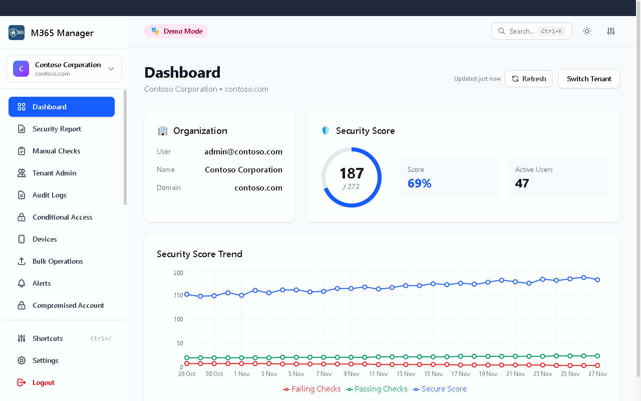 Secure 365 in dark mode showing the sleek interface